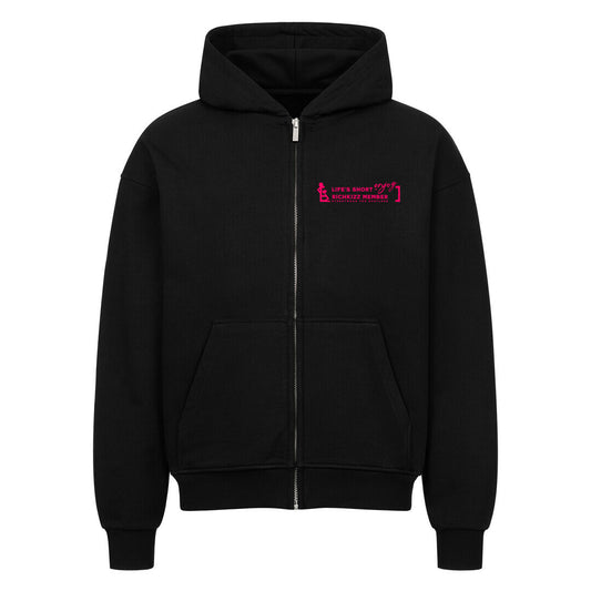 Stylischer 69er Premium-Zipper-Hoodie im Oversized-Schnitt, der neue Qualitätsstandards setzt. 69 Print Motiv Streetwear Sweatjacke schwarz