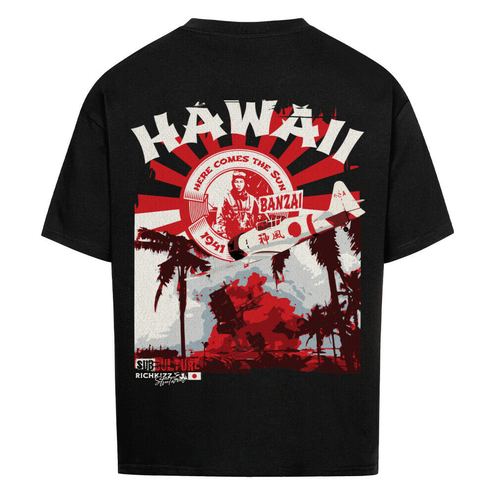 Oversized Shirt Japan Edition, BANZAI, Richkizz Streetwear Kamikaze Motiv Hawaii retro T-Shirt mit angesagtem provokanten Print Motiv für Männer mit Balls made of Steel