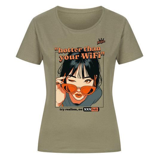 Classic Organic Damen Shirt "hotter than WiFi" organic bio Damen shirt, Farbe olive, khaki