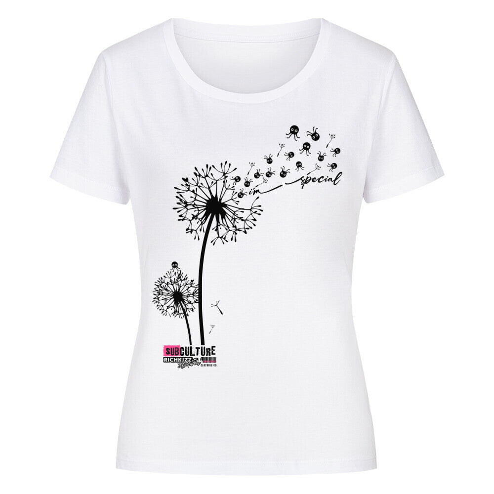 Damen Premium Organic T-Shirt "i am special" Pusteblume lustig T-Shirt für Frauen, Damen Shirt nachhaltig mit witzigem Blumen Motiv Streetwear