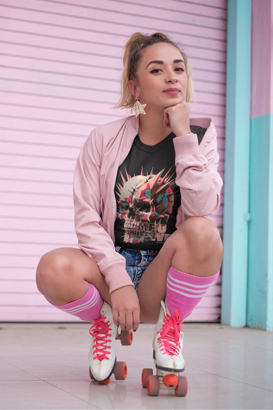 Damen Shirt Premium Organic Impulsiv, Skull Totenkopf Motiv Bio Baumwoll T-Shirt Frauen Streetwear