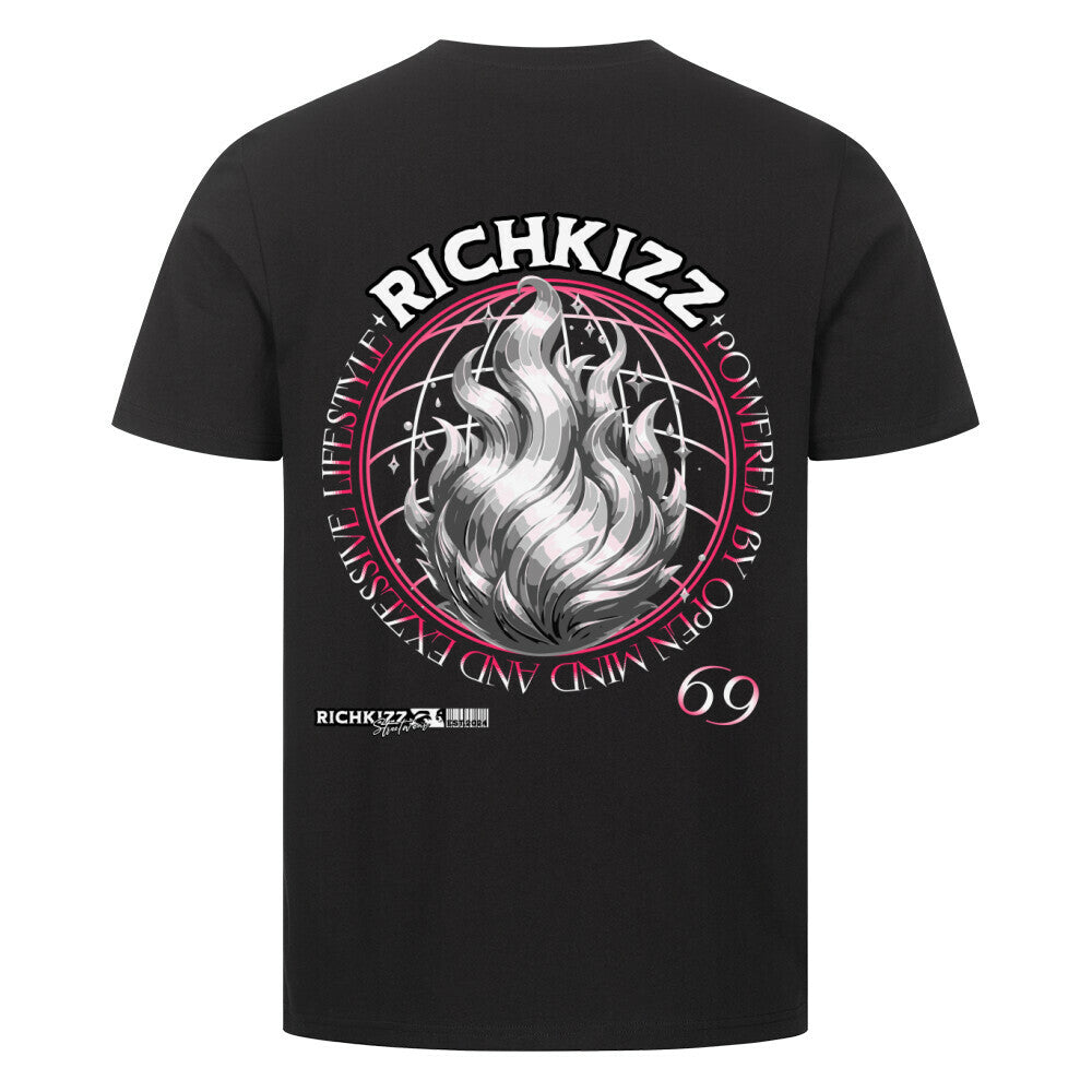 Männer T-Shirt normale Passform Fire Lifestyle Feuer Motiv Money Hustler Power Print für Herren Shirt dunkelgrau, schwarzes cooles shirt