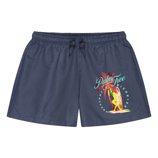 Coole und bequeme Badeshorts im modernen Schnitt mit mehreren Taschen. Palm Tree Stories, die Badehose für heiße Sommer Tage ;-) 100% Polyester Futter: Polyester-Netz elastischer Bund mit Ton-in-Ton-Kordelzug 2 Seitentaschen Klettverschluss-Tasche hinten Seitenschlitze Farbe Navi Blau