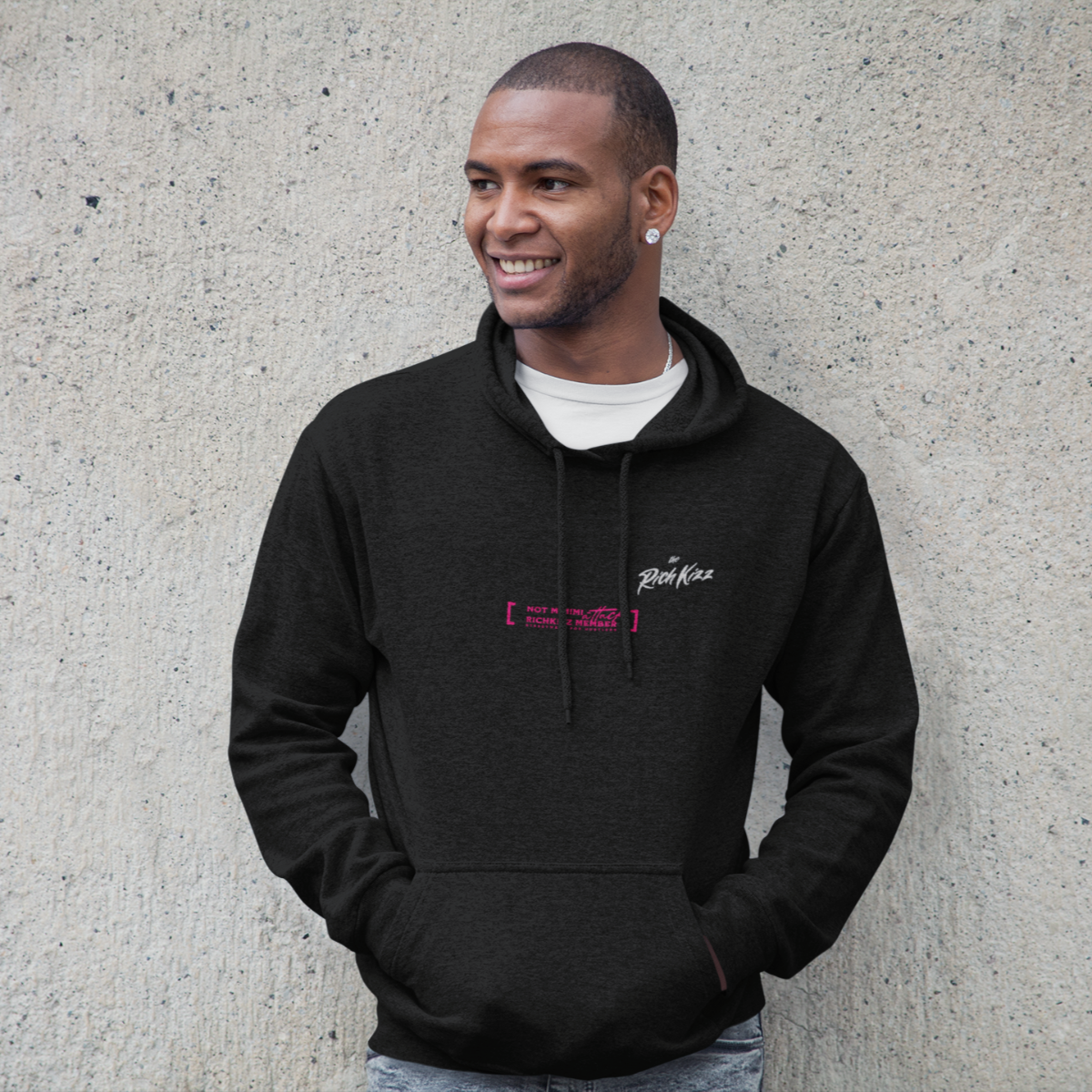 Herren Hoodie not mimimi Richkizz, schwarzes Sweatshirt für Männer mit Streetwear Print
