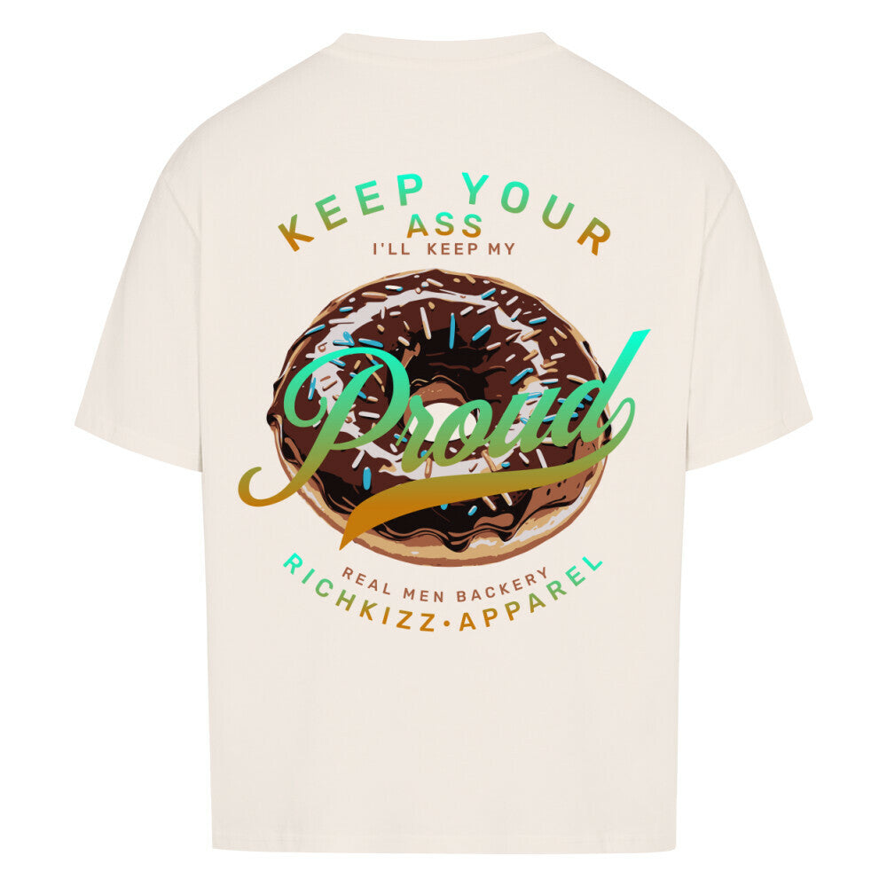 Herren Oversized Shirt "proud", Stolz und Ehre T-Shirt für echte Männer, reduzierte neue Kollektion von Richkizz Streetwear, oversized tee natural raw mit Donut Motiv