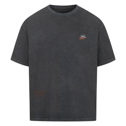 Washed Black Shirt im Oversized Schnitt für Männer. Lincoln, Kapitalismus-Chaos, willkommen in der Welt der Gier. Hochwertig verarbeitetes schweres Oversized Tee in washed black, Fällt groß aus! 100% Baumwolle