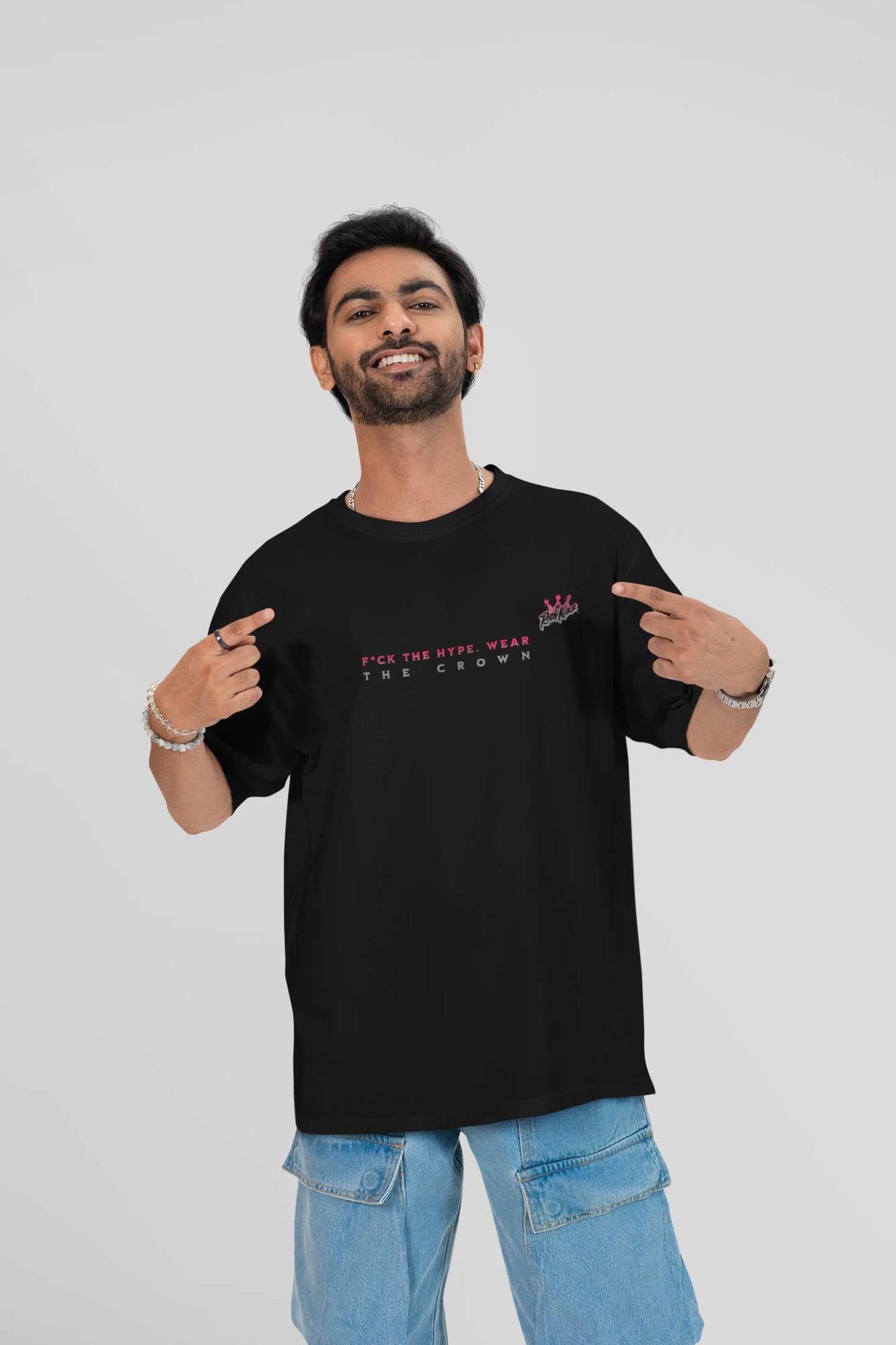 Oversized Shirt Männer Richkizz Lions Club V2, schwarzes Streetwear Oversized Shirt mit Löwen Motiv, angesagte Klamotten für Männer unisex