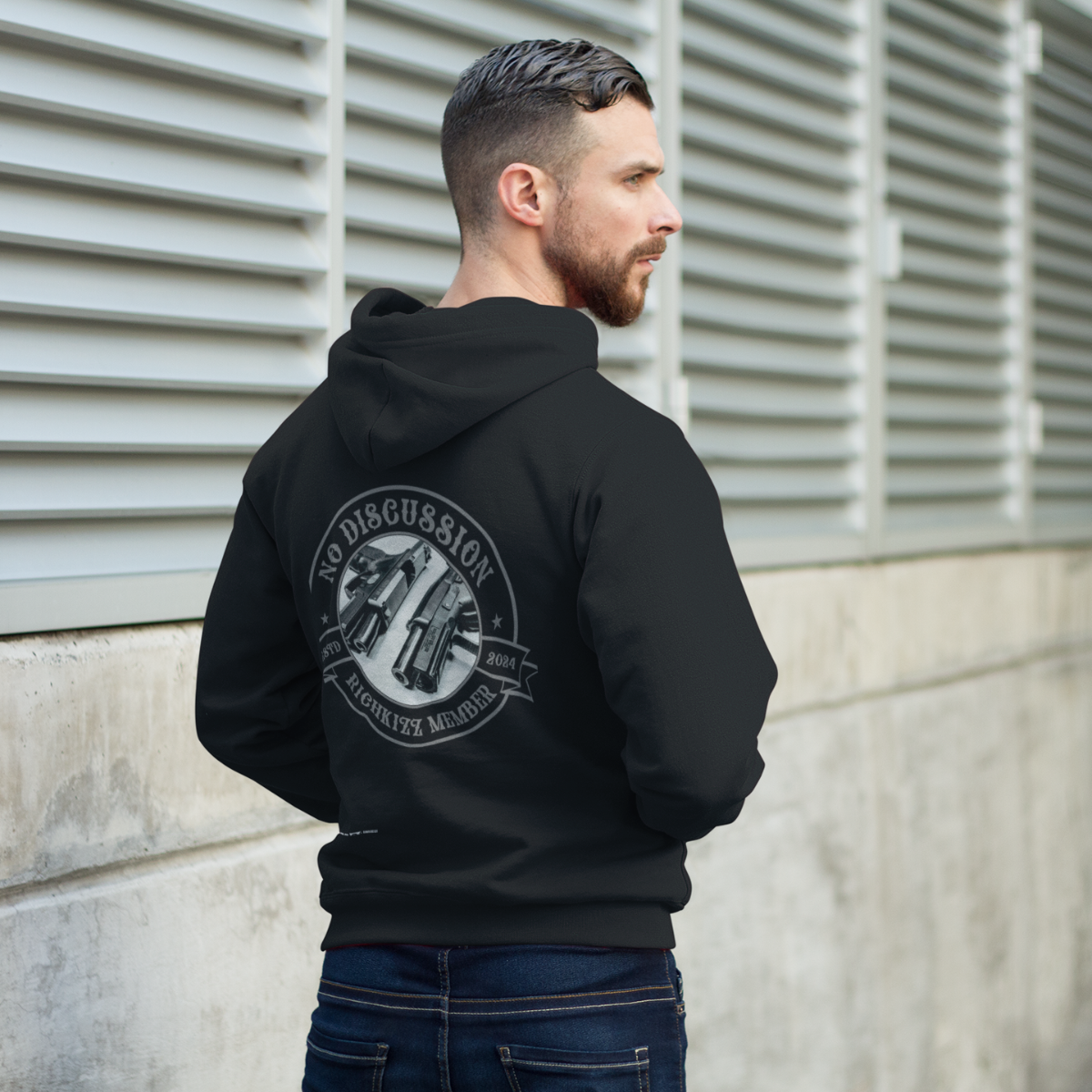 Männer Hoodie mit Pistolen, Gun Hoodie Männer, RichKizz Streetwear schwarzer Kapuzenpullover mit krassen Print, 4xl