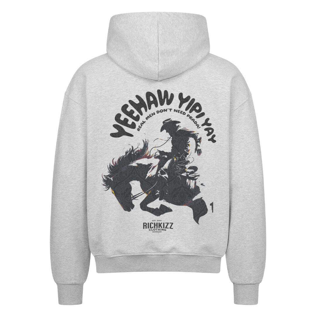 Herren Oversized Zipper Hoodie "real men", coole Streetwear Sweatjacke für Männer hellgrau