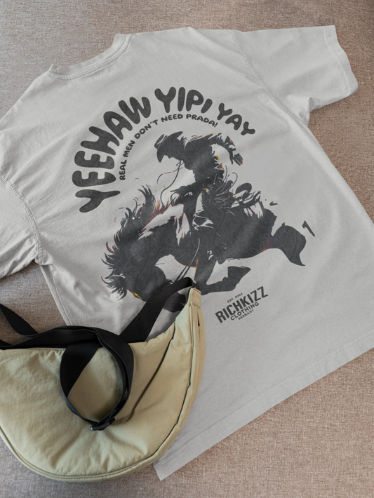 oversized herren shirt grau mit streetwear rodeo motiv limitiert