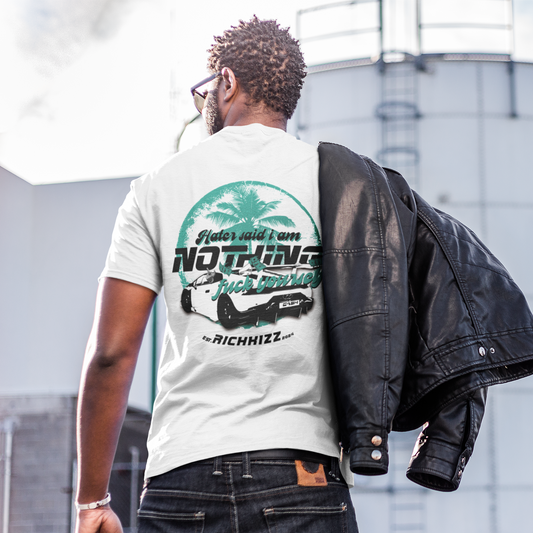 Sommer Herren T-Shirt in normaler Passform, das mit seinem hohen Qualitätsstandard überzeugt. Provokant frecher Backprint, passend zu deinem Mindset. Zieh durch und lass die Hater alt aussehen, 100% gekämmte ringgesponnene Bio-Baumwolle, 150 GSM, eingesetzte Ärmel, 1x1 Rippstrick am Ausschnitt, abgesetztes Nackenband