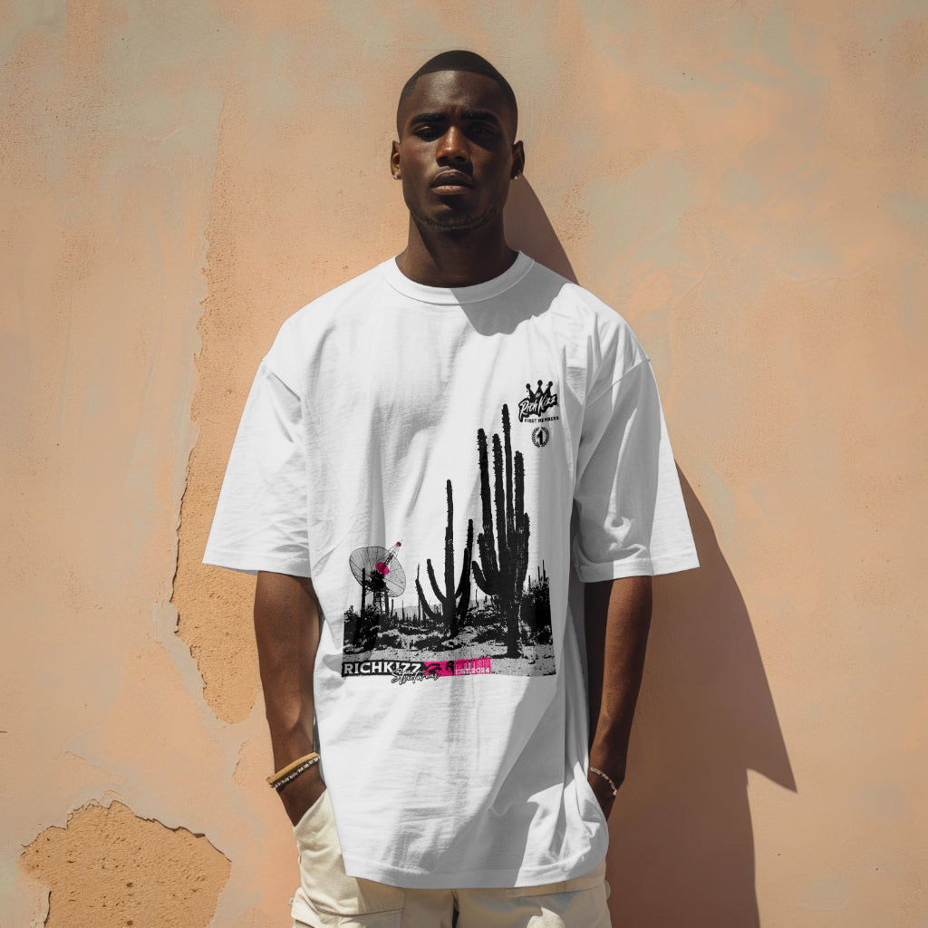 Box tee First Members oversize Herren Tee -Shirt weiss limitiert auf 1000 Frontprint angesagte Streetwear von Richizz exklusiv für neu Mitglieder Männer casual fashion krass