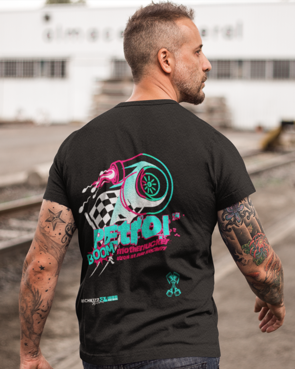 petrolheads_shirt_black_richkizz, turbolader t-shirt männer, herren car benzin im blut shirt