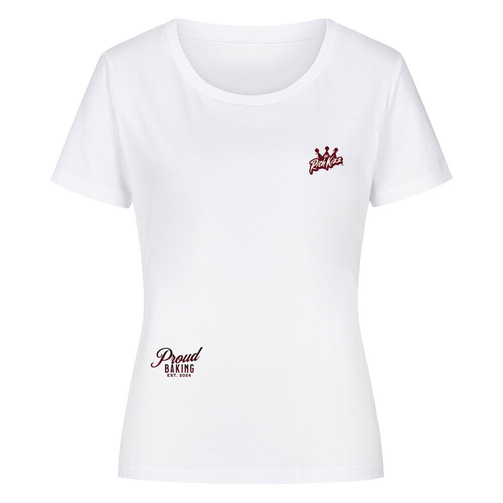 Singlejersey in normaler Passform im Damen-Schnitt. Du küsst niemanden den A*sch, sei Stolz und zeig es mit unserem verspielt ironischem Design. Organic Damen Shirt mit Print Stolz, Ehre, Frauenpower aus Bio-Baumwolle
