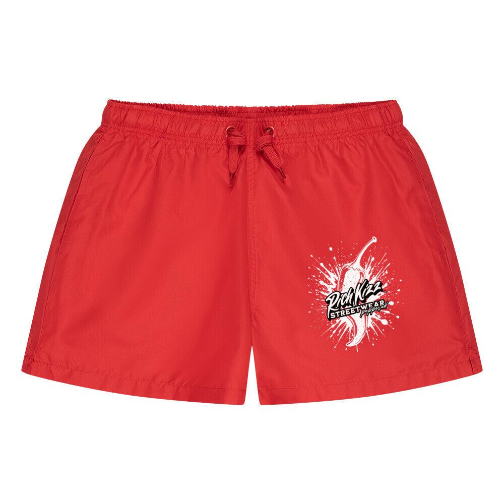 Badehose Red Chili Richkizz Streetwear, Badeshorts rot Männer und Herren, Jungen Bade Trousers