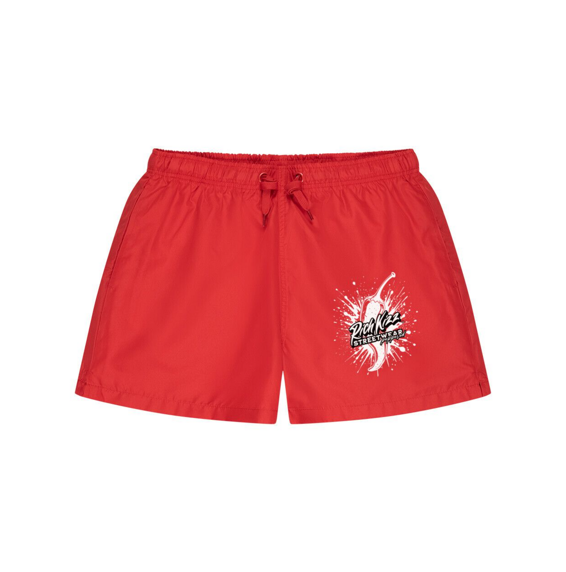 Badehose Red Chili Richkizz Streetwear, Badeshorts rot Männer und Herren, Jungen Bade Trousers für echte Kerle 