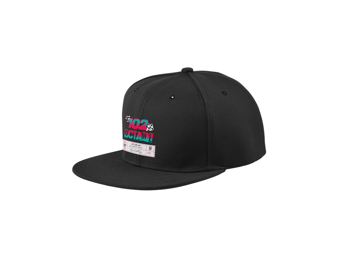 Biker Cap Premium 102 Octane, schwarze Motorrad Motiv Mütze