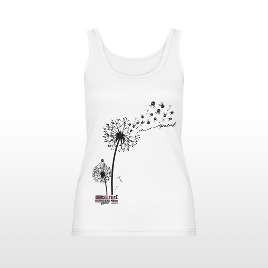Dieses freche Tanktop für Damen mit coolem Print ist perfekt, um deine einzigartige Seite zu zeigen. Du bist speziell! Hergestellt aus 100 % Bio-Baumwolle, bietet es komfortablen Sitz. Das ärmellose Design verfügt über 1x1 Rippbündchen am Kragen und an den Armausschnitten, eine Overlocknaht am hinteren Hals und einen Doppelnadelsteppstich am Saum für eine langlebige Verarbeitung. Farbe Weiß