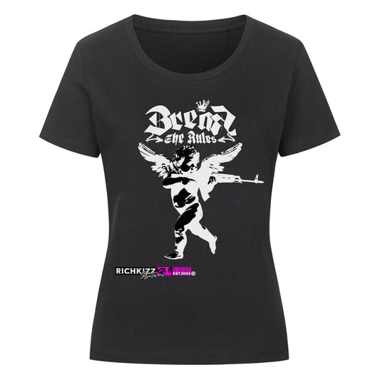 Break the Rules fitted Damen Shirt schwarz Bio Baumwolle nachhaltiges Shirt Streetwear Moiv