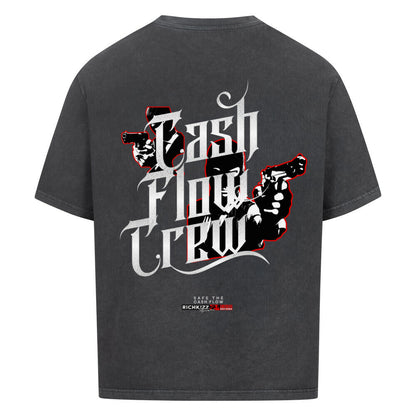 Cash Flow Oversized Shirt Herren, cooles Streetwear oversize Tee mit Print, Richkizz Designer T-Shirt washed black