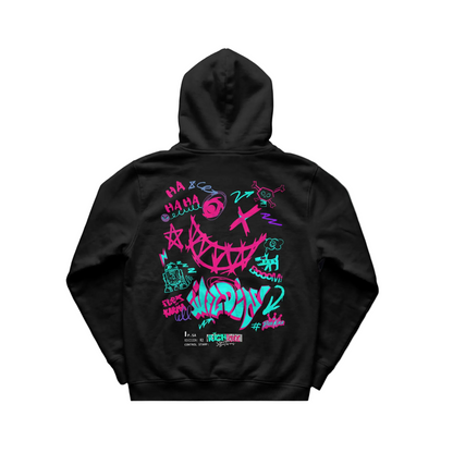 Übertrieben Crazy Designer Hoodie. Bunt, schrill aber geil. Neue Version aus 100% Bio-Baumwolle und fetten 350GSM.

Handarbeit aus Deutschland&nbsp;- ein echtes Unikat
OriginG Premium&nbsp;Produkt
Relaxed geschnitten - extra komfortabel
Hoodie ohne Kordeln
Limitiert auf 20 Stück am Tag
Farbe Schwarz mit Front und Backprint
Heavy 350 GSM