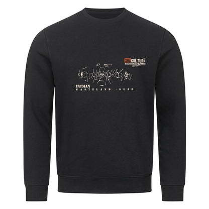 Herren Streetwear Sweatshirt mit Fatman Apokalyptischen Atompilz Design, Männer Pullover in Bio Baumwolle schwarz