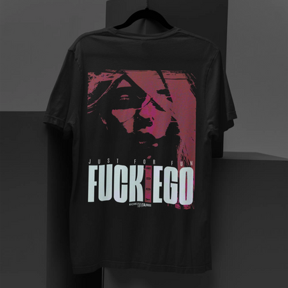 Freches Premium Herren T-Shirt in normaler Passform, gefertigt aus 100% hochwertiger Baumwolle. Mit Front und Backprint "EGO" Richkizz Streetwear, Farbe black, bedrucktes shirt krass