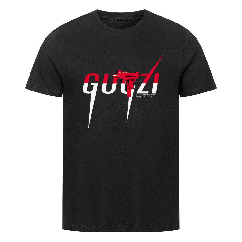 GUCZI UZI Premium T-Shirt Richkizz Satire Shirt schwarz, UZI Motiv Italien Designer T-Shirt schwarz funshirt, Bio-Baumwolle schwarz