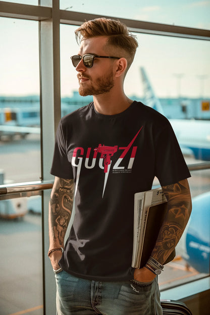 GUCZI UZI Premium T-Shirt Richkizz Satire Shirt schwarz, UZI Motiv Italien Designer T-Shirt schwarz funshirt