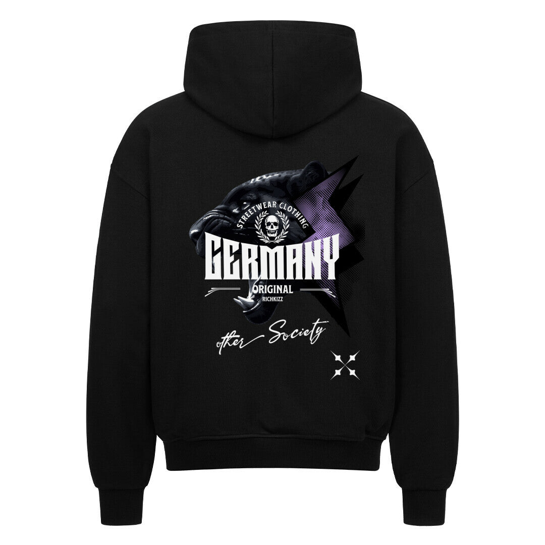 German Streetwear Zipper, coole Zippjacke Richkizz, unisex Männer Zipper Hoodie mit Print black Panther, 