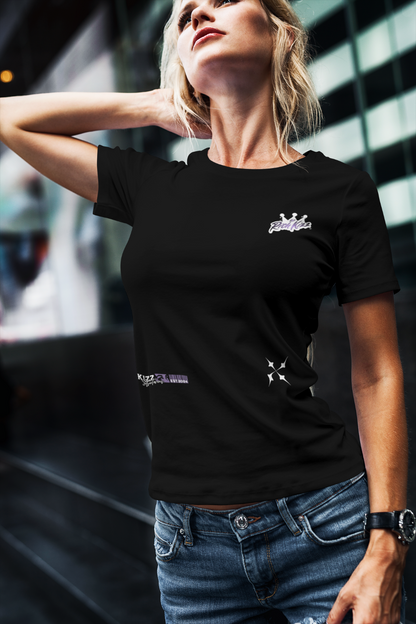 Richkizz_Germany_Streetwear_Frauen Shirt, T-Shirt Damen schwarz ausgefallen cool Germany Panther Backprint, schönes black Frauen Jersey aus Bio Baumwollenachhaltig