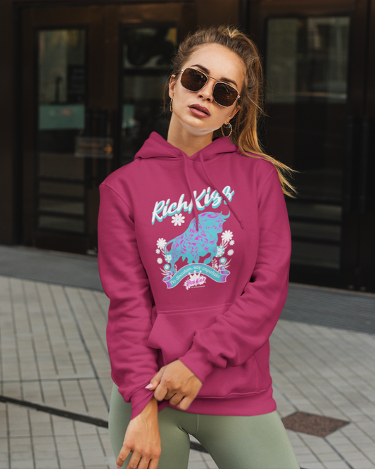 Girlie_Hoodie_Blauer_Taurus, Frauen Hoodie mit Stier Motiv