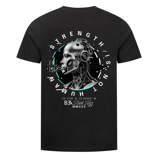 Cooles Männer Shirt mit regulärer Passform. Keine Panik vor der Übernahme durch Cyborgs - be brave! Mit dem frischen Design bist du gerüstet für die Zukunft und hast beste Überlebenschancen. 100% gekämmte ringgesponnene Bio-Baumwolle, 150 GSM, eingesetzte Ärmel, 1x1 Rippstrick am Ausschnittabgesetztes Nackenband