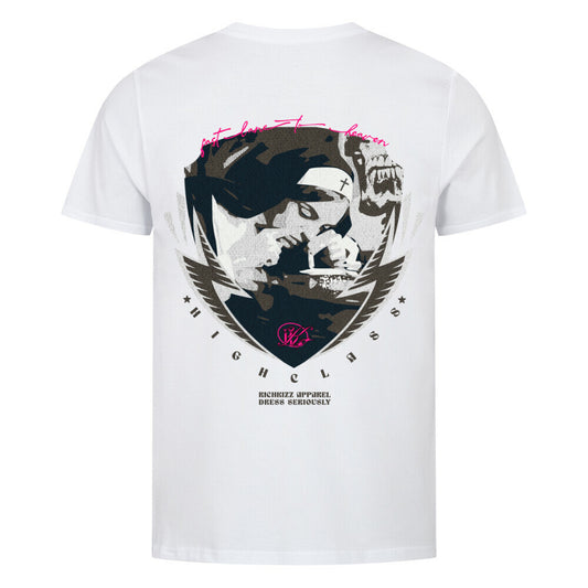 Männer Premium-T-Shirt in normaler Passform und dem extra frechen Besteller-Design "Highclass Nonne". Diesen Print findest du in keinem Laden, uns ist das egal, den Richkizz steht für Provokation! Ansonsten, 100% Bio-Baumwolle, 180 GSM, Farbe weiss