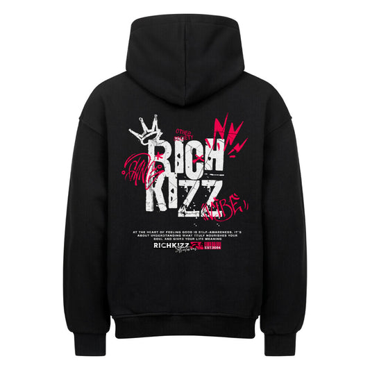 Stylischer Heavy Cotton Premium-Hoodie im Oversized-Schnitt, Männer Hoodie Kapuzenpullover lässig geschnitten von Richkizz Streetwear, Farbe schwarz unisex