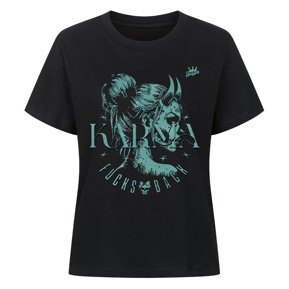 Hochwertiges schwarzes Singlejersey für Damen, gefertigt aus 180GSM Bio-Baumwolle. Der verspielte Karma Print mit Ansage, kommt dezent Ton in Ton.
100% gekämmte ringgesponnene Bio-Baumwolle 180 GSM, ein echtes Streetwear Shirt für Frauen mit Devil Motiv