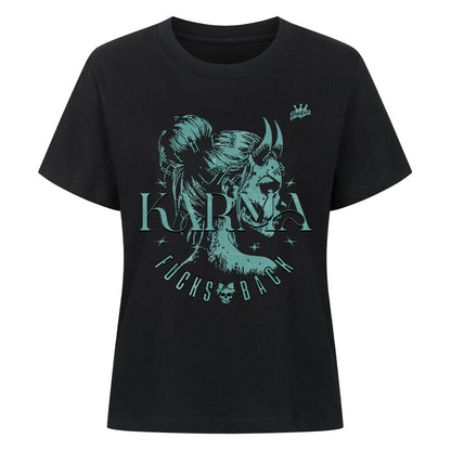 Hochwertiges schwarzes Singlejersey für Damen, gefertigt aus 180GSM Bio-Baumwolle. Der verspielte Karma Print mit Ansage, kommt dezent Ton in Ton.
100% gekämmte ringgesponnene Bio-Baumwolle 180 GSM, ein echtes Streetwear Shirt für Frauen mit Devil Motiv