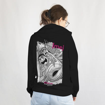 Stylischer schwarzer Kapuzenpullover für Girls in normaler Passform. Gefertigt aus hochwertiger Bio-Baumwolle und veredelt mit dem fetzigen "I´m fine - that´s [ME] Print. 85% gekämmte ringgesponnene Bio-Baumwolle, 15% Polyester, 280 GSM, eingesetzte Ärmel,Kapuze mit Jerseyfutter