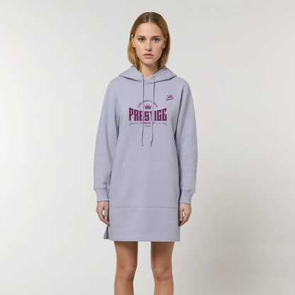 Frauen Hoodie Sweatshirtkleid mit Kapuze RichKizz - 3AI Streetwear Lila Lavendel Farben Organic Sweat Kleid Damen mit restige Auftruck