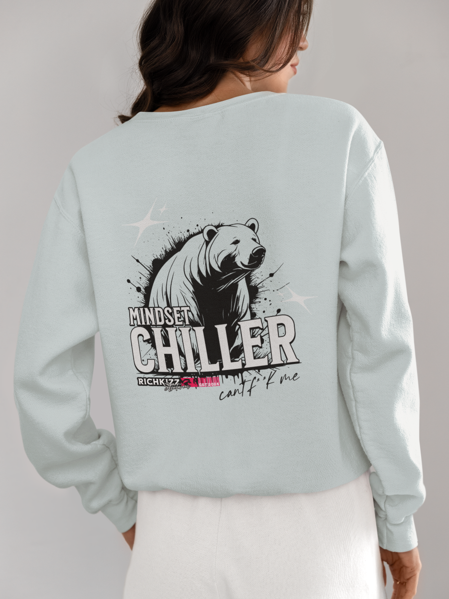 Frauen Sweatshirt organic Eisbär chiller, Farbe ICEBLUE Pullover, Streetwear Design mit Bär Icebear Design Winter Pullover