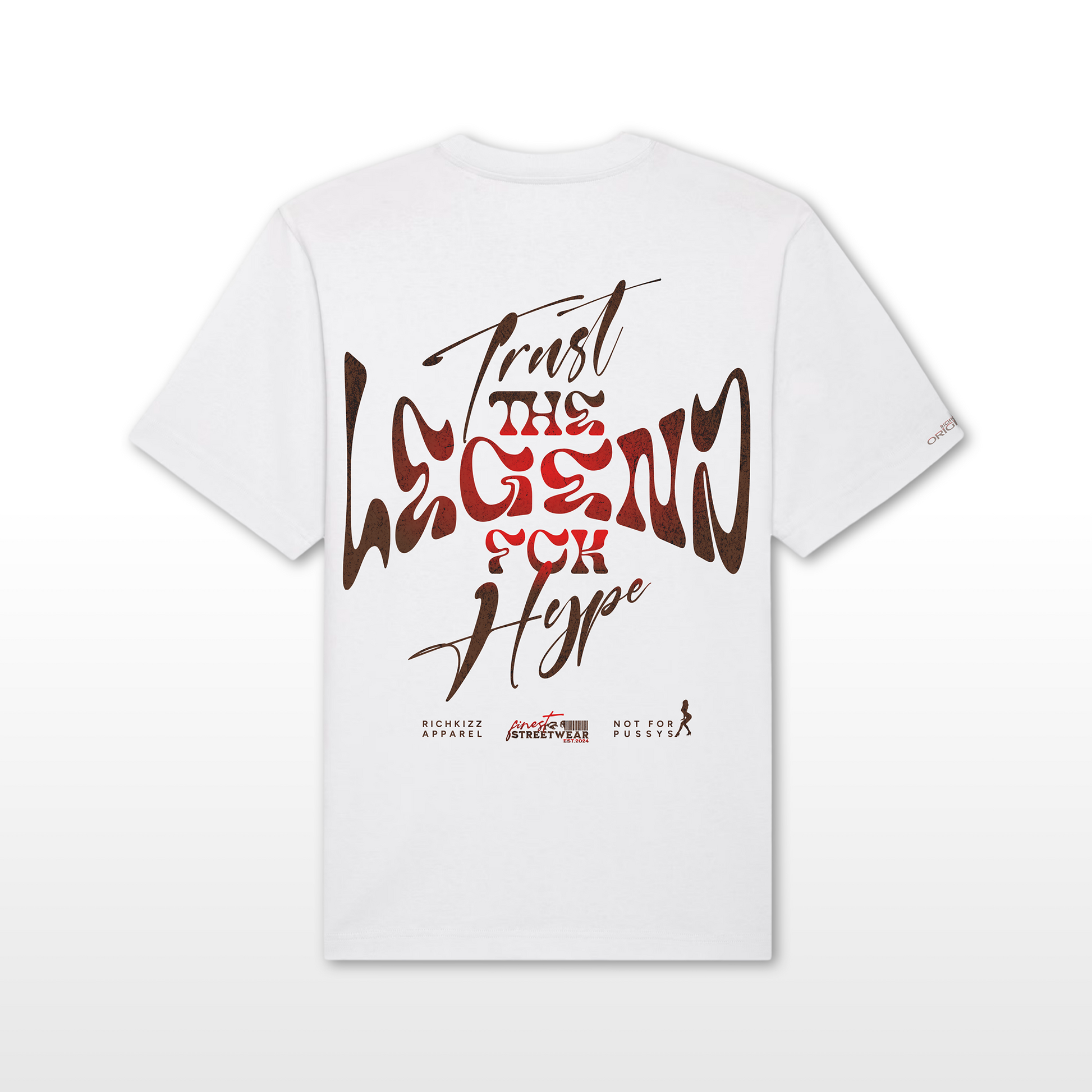 Perfektion in einem T-Shirt! Provokant freches Herren T-Shirt in Relaxed Fit, gefertigt aus 100% hochwertigster Pima-Baumwolle. Mit Front, Ärmel und Backprint "TRUST NO HYPE"

100% Handmade in Germany
100% edelste Pima-Baumwolle
100% akkurate Verarbeitung, perfekte Nähte
knitterfrei und kein zupfen, dieses Shirt fällt wie Seide
langlebiger DTF Print
fette 260GSM