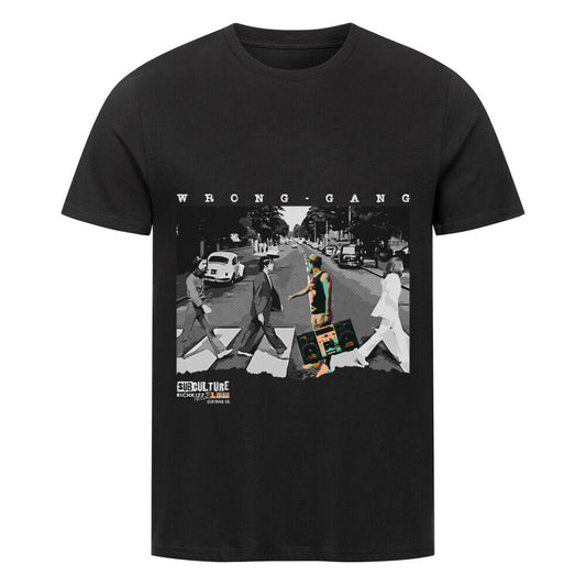 Herren Premium T-Shirt wrong Gang, Beatles Satire Streetwear Bio-Baumwolle T-Shirt, Funs Shirt Streetwear von Richkizz, schwarzes Designer Herren Shirt, Männer Shirt mit Print Ghettoblaster Boombox