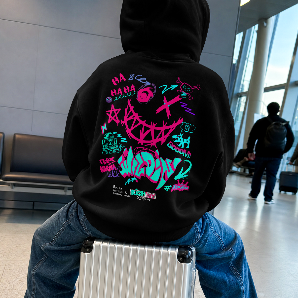 Herren Hoodie Crazy, comic style anime hoodie für männer, gefertigt in deutschland aus 100% Bio-Baumwolle