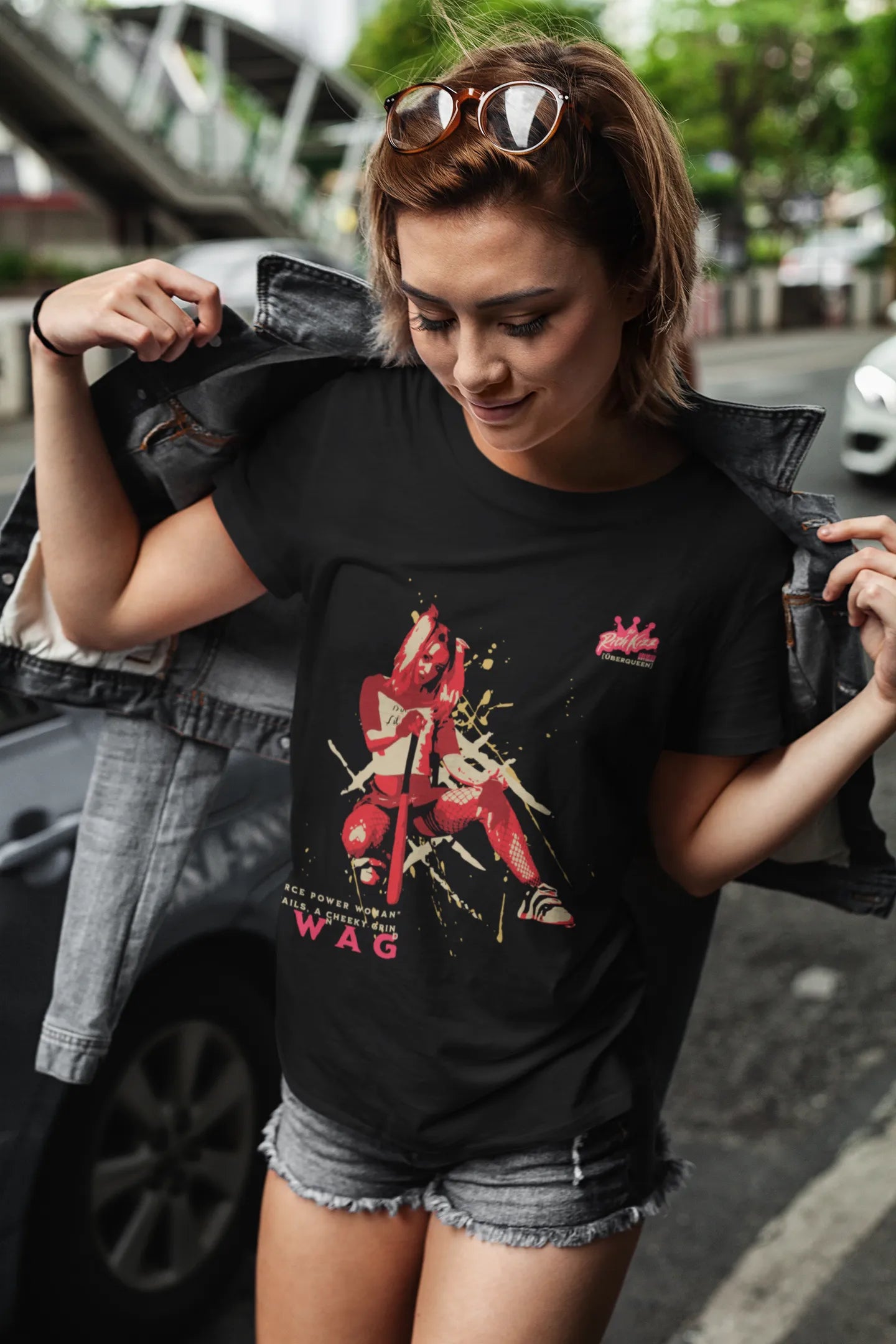 swag tshirt frauen, bio baumwolle shirt für Damen mit frechen purge harley quinn motiv, von richkizz streetwear