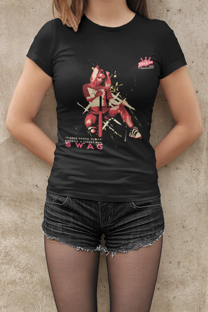 swag tshirt frauen, bio baumwolle shirt für Damen mit frechen purge harley quinn motiv